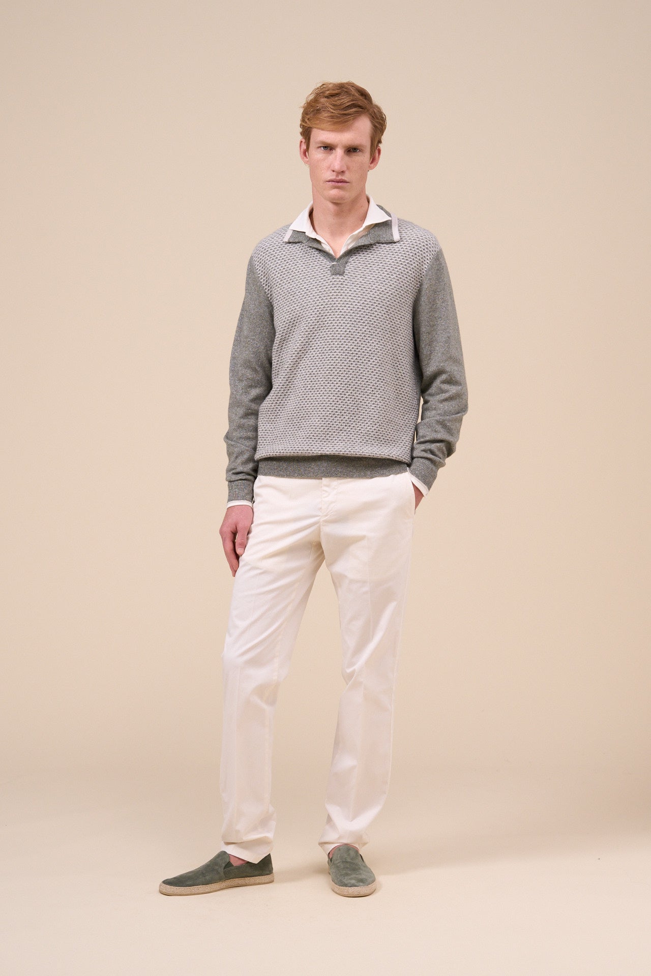 Buk Cashmere Linen Jacquard Half-neck