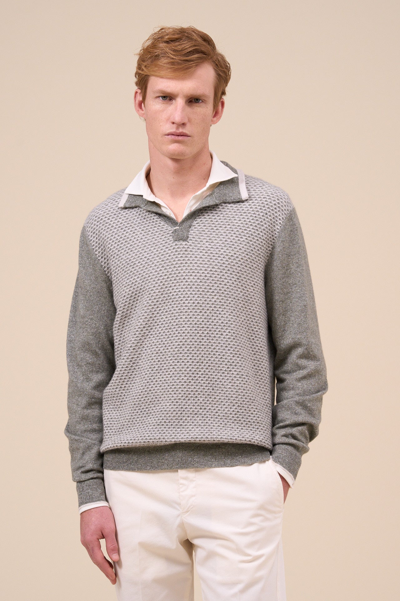 Buk Cashmere Linen Jacquard Half-neck