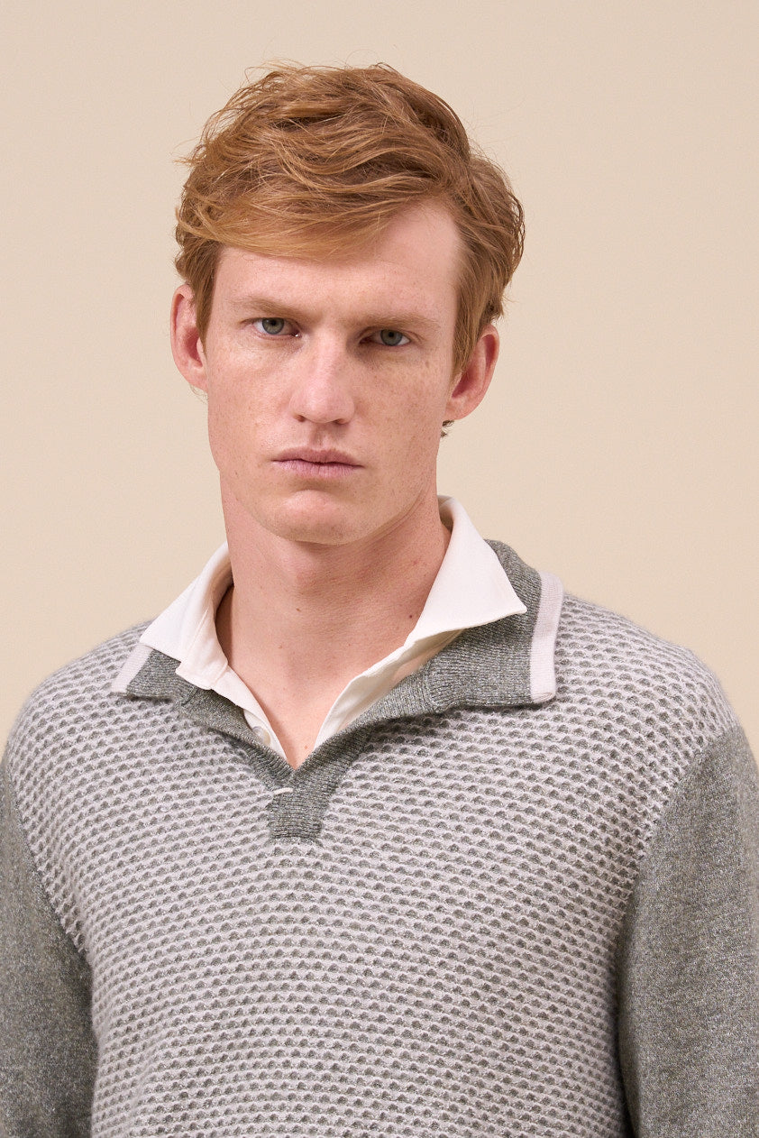 Buk Cashmere Linen Jacquard Half-neck