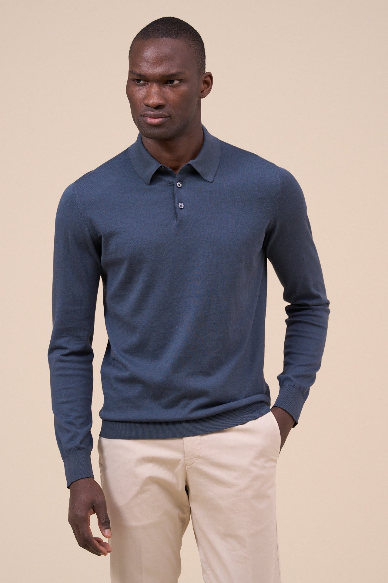 Sportman Organic Cotton Long Sleeve Knitted Polo Shirt