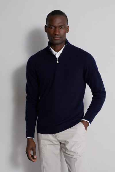 Favonio half-zipped cashmere sweater in iconic colors – Fedeli