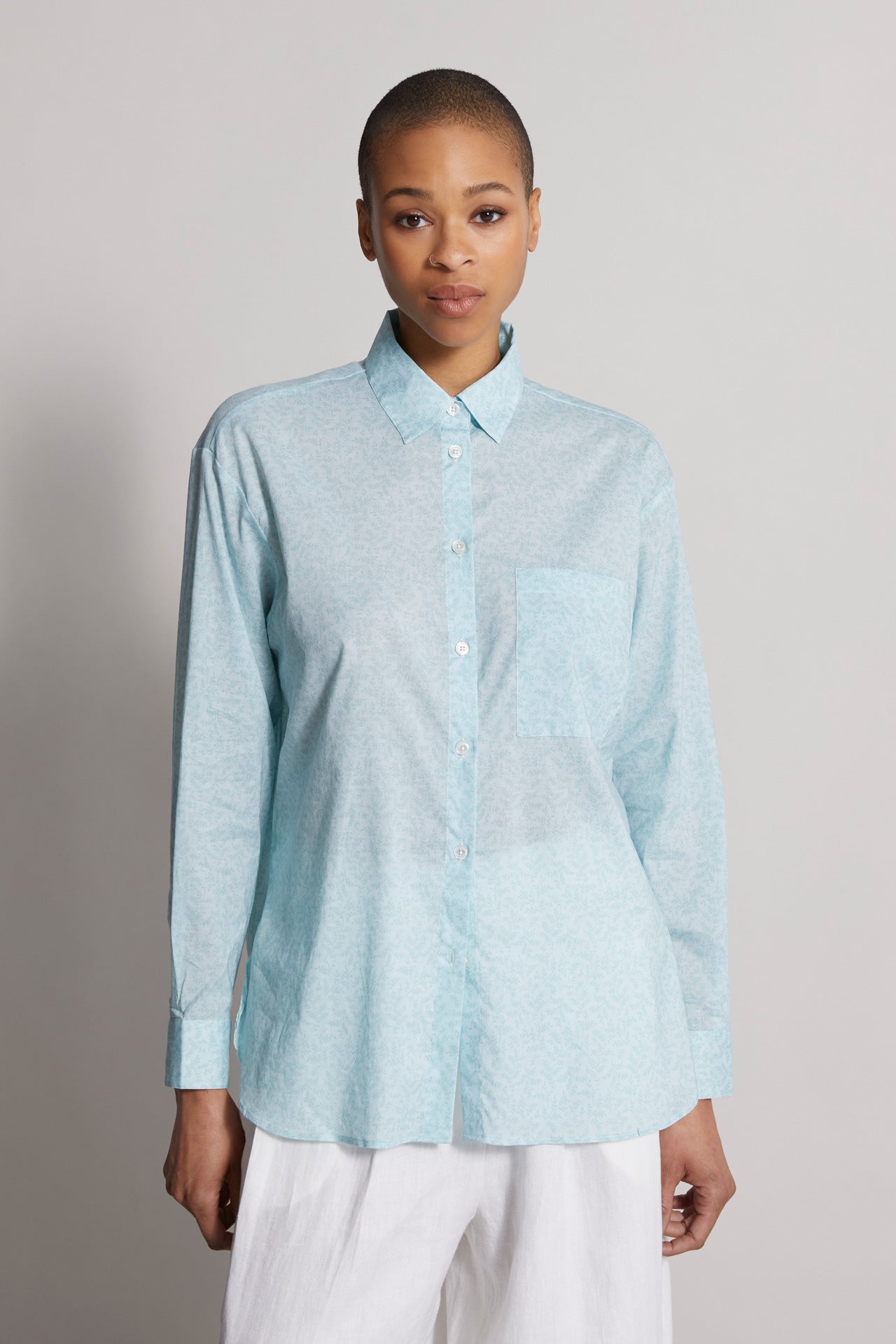 Palmaria stretch cotton voile printed shirt - twig pattern