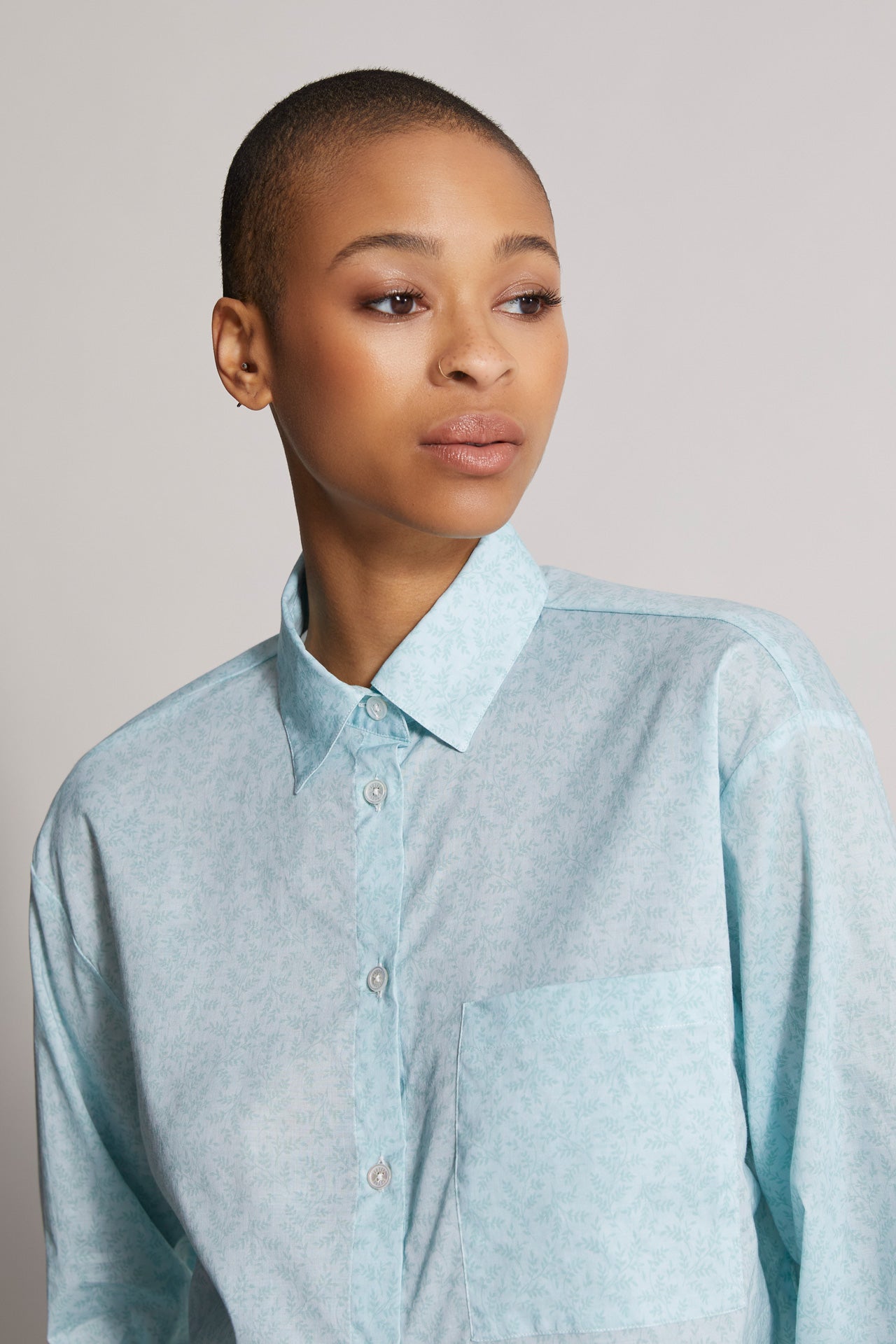 Palmaria stretch cotton voile printed shirt - twig pattern