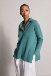 women's cashmere knitted polo sweater in mint green